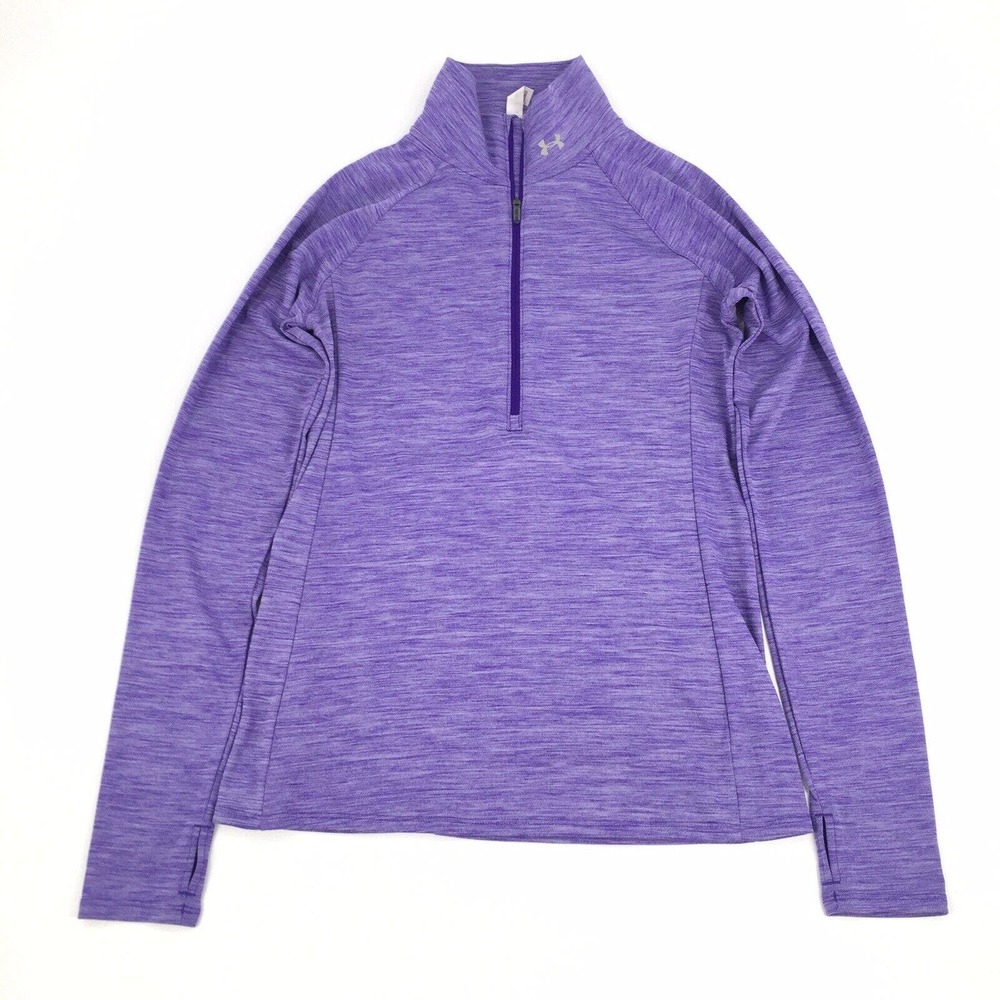 Under Armour Heat Gear Long Sleeve Half Zip Athletic Top Small Womens Purple S